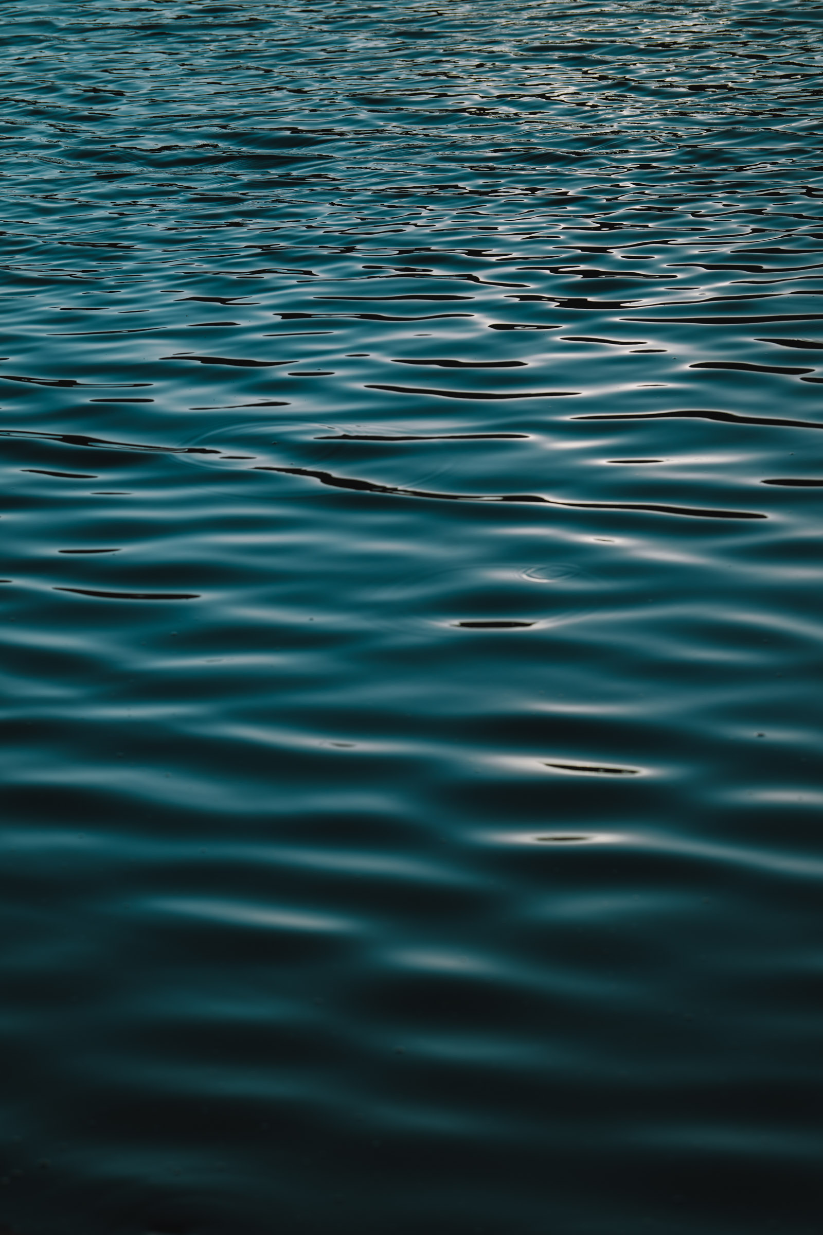 Surface de l'eau avec des ondulations et des reflets lumineux.